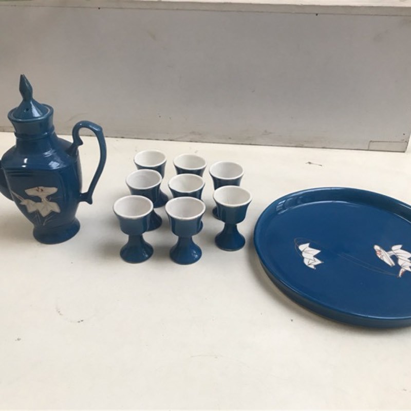 老库存 七八十年代 怀旧瓷酒壶套装 老酒具 老酒盅 老物件  全新