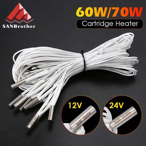3D打印机DIY配件6*20单头电热管70W大功率高温加热管棒单端12V/24