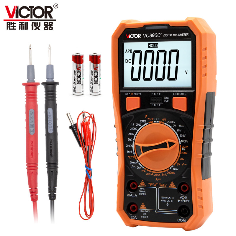 胜利万用表VC890C+数字万用表 带测温 带背光 送电池 全保护