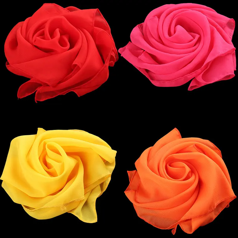 渐变色舞蹈丝巾小纱巾胶州秧歌手绢花少儿演出雪纺小纱巾