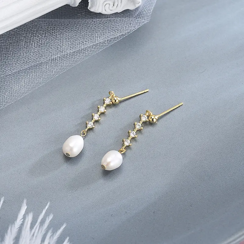 s925纯银珍珠耳环长款网红日韩气质流苏耳钉自带仙气文艺耳坠