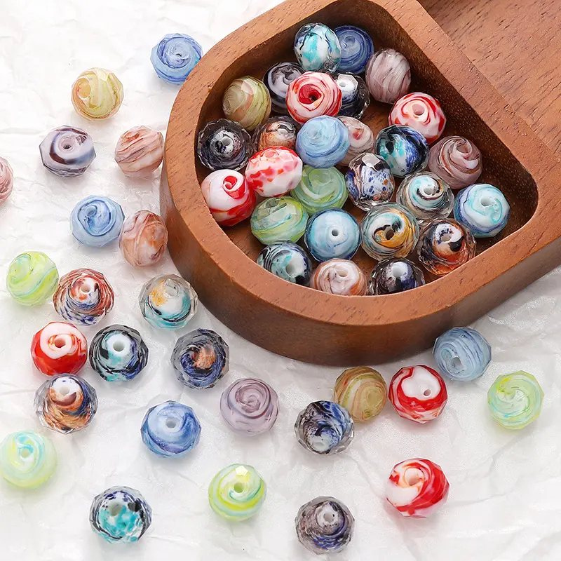 12x10mm水晶琉璃切面扁圆珠子手工饰品手串珠散珠子手机链材料