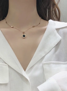 数字吊坠钛钢项链女冷淡风简约网红高级设计感小众轻奢锁骨链