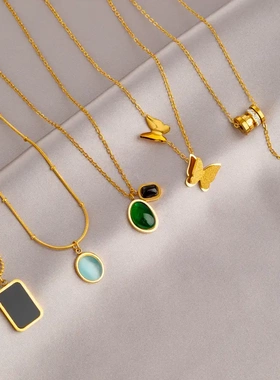 钛钢项链女轻奢高级小众设计感不掉色吊坠锁骨链个性时尚百搭饰品