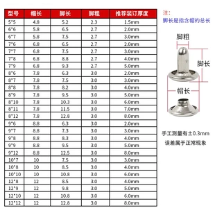 钱包钥匙帽钉皮革皮艺皮具配件 单双面子母铆钉扁平撞钉