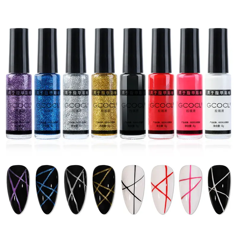 美甲指甲油拉线笔3d闪粉亮片画花拉线点花笔指甲油彩绘笔