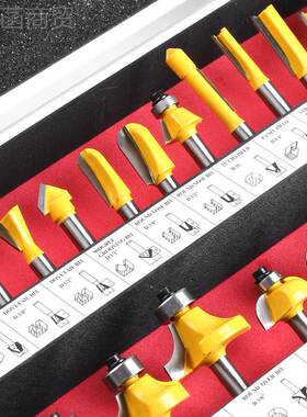 24件14刀柄木工铣刀套装修边机雕刻机头木工工具圆套角开槽IWG/铣