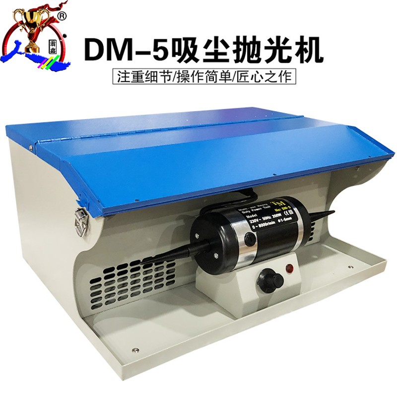 DM-5吸尘抛光机台式双头布轮机带灯管调速打磨机金银首饰抛光工具