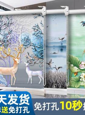 窗帘2024新款拉卷卫式全遮光AL101709冬免打孔安秋装厨升降生间房