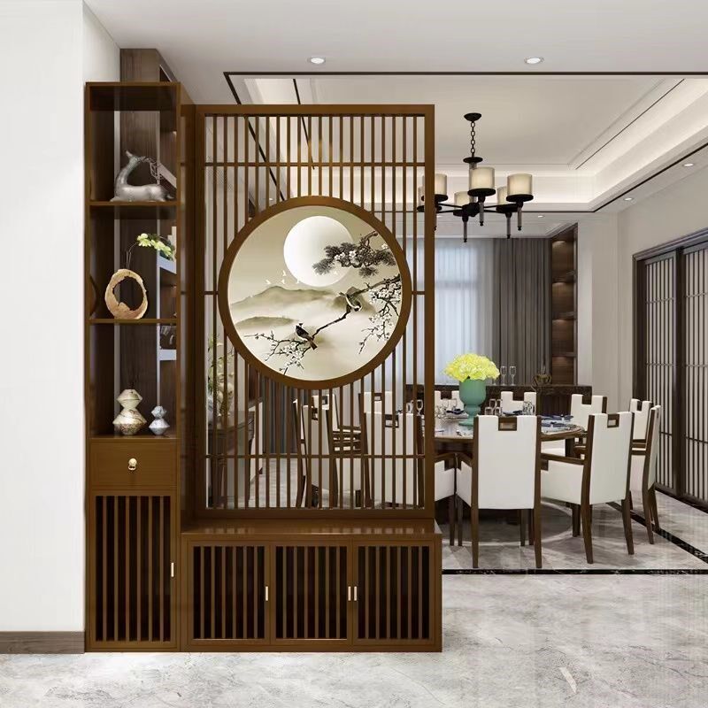 新中式屏风隔断客厅进门玄关换鞋柜实木简约现代家用遮挡小户型