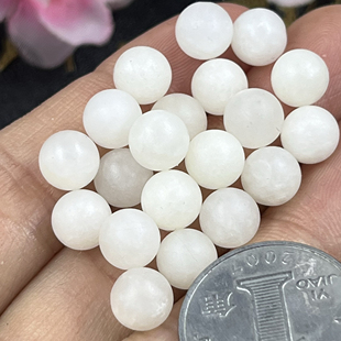20件价和田玉一级白羊脂白6mm圆珠边角料顶珠散珠DIY手串毛料包邮