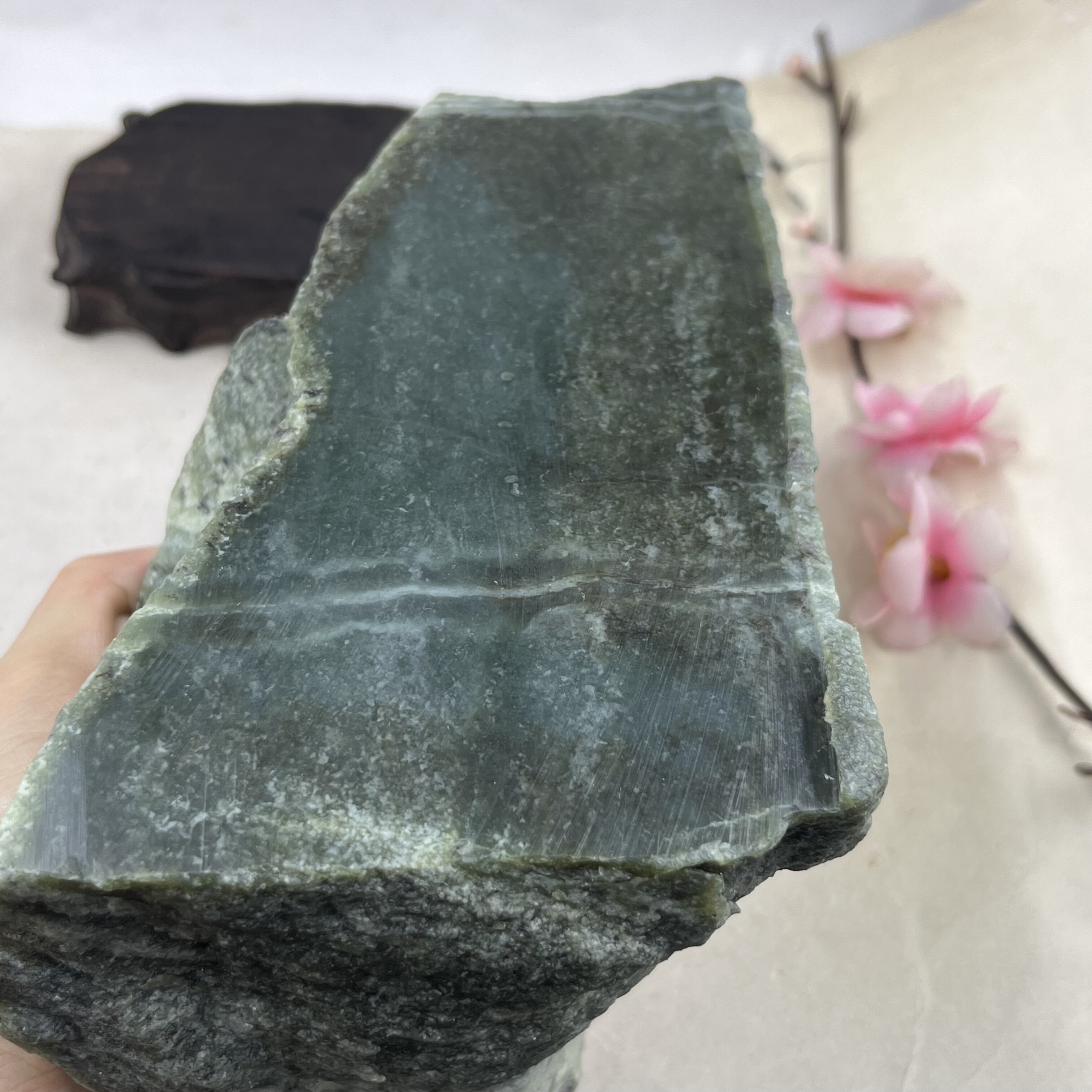 新疆和田玉糖青玉且末磨刀石边角料造景摆件镇纸毛料包邮1718克ta