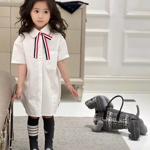春秋清爽简约学院风白色衬衫 连衣裙百搭打底裙女童幼小中大童纯棉