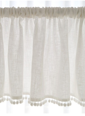 韩式白色半帘隔断帘门帘厨房短帘免打孔美式田园咖啡帘卧室门半截