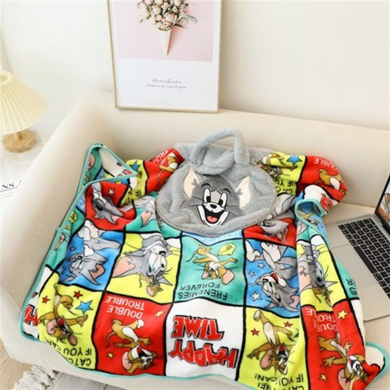 包邮】卡通动漫汽车手拎抱枕被子两用毯一体二合一办公室空调被毯