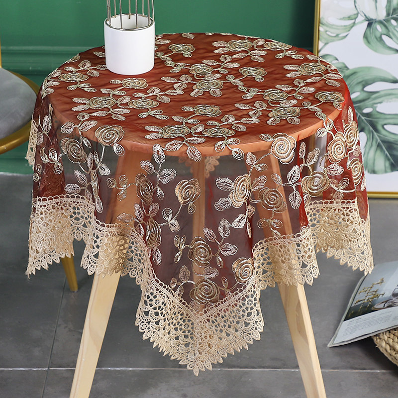 欧式小圆桌桌布布艺蕾丝绣花长方形台布家用防尘盖巾茶几餐桌布,居家布艺,桌布,淘宝优惠券,粉丝福利购,淘宝优惠卷