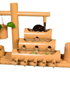 竹子流水摆件鱼缸石槽过滤器喷泉 取代氧气泵PVC竹筒水车流水摆件