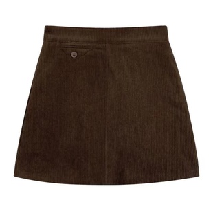 2022秋冬胖mm灯芯绒高腰半身裙遮胯a字裙小个子百搭显瘦短裙子女