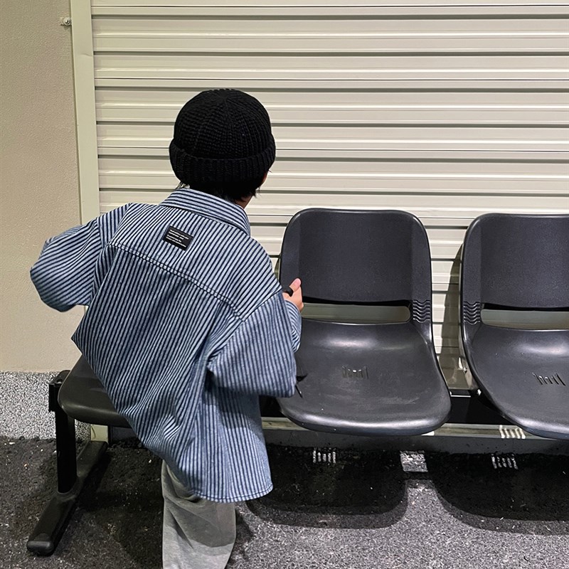 男童衬衫儿童外套春秋男宝宝牛仔衬衫长袖秋款男孩秋装2023新款潮