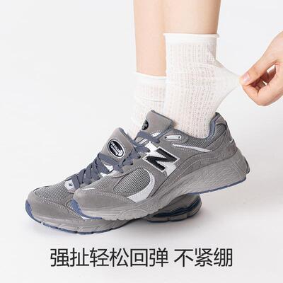 灰色子女堆配堆袜夏季薄款透气纯卷边中筒棉袜夏天勃肯鞋长袜2207