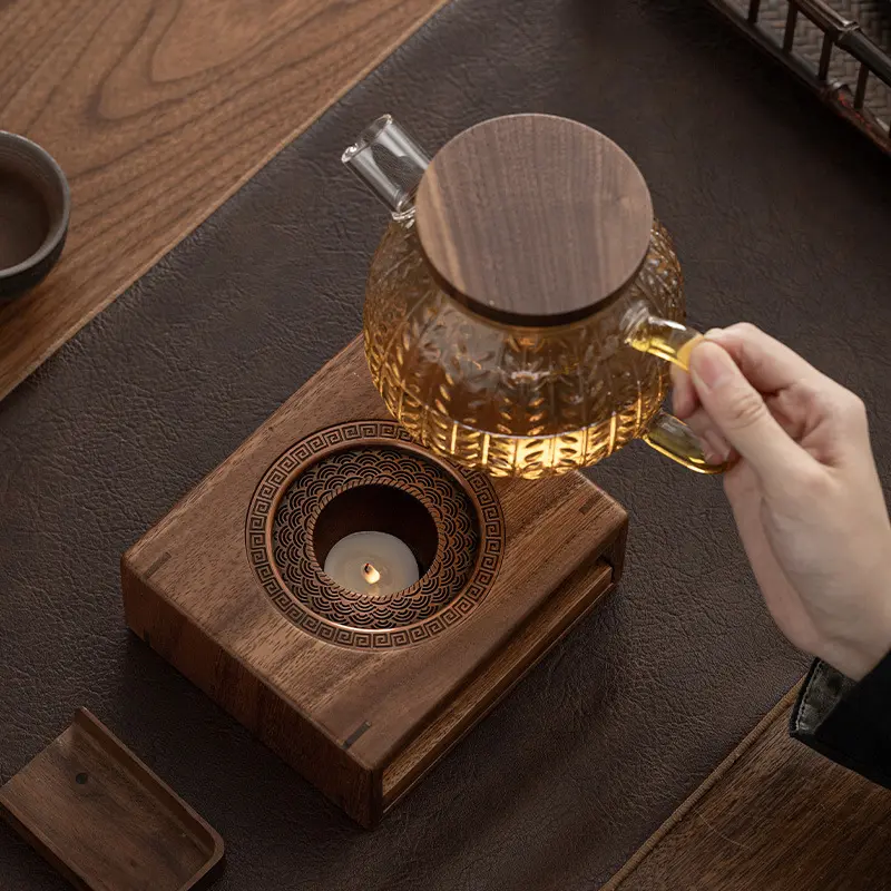 中式简约围炉煮茶北美胡桃木家用温茶器茶具配件