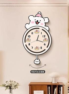 高2级感餐厅时钟挂画02新款奶油5风卡通线条小钟表挂钟狗装PVU饰