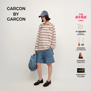 GARCON NEED SUN刺绣装 T恤 饰标条纹长袖 明星同款