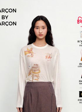 GARCON BY GARCON 25秋冬大同少年狩猎山水画可水洗羊毛长袖T恤