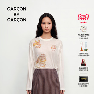 GARCON BY GARCON 25秋冬大同少年狩猎山水画可水洗羊毛长袖T恤