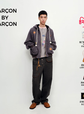 GARCON BY GARCON 25秋冬飞马刺绣装饰标羊羔毛卫衣式夹克