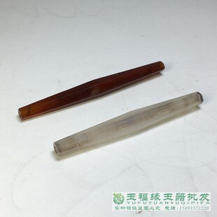 古玩杂项老珠子辽金老玛瑙大号长六棱管珠勒子项链竹节勒子老配饰