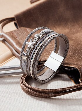 欧美复古风时尚新款手链多层开口手镯男女士通用潮流网红手串装饰