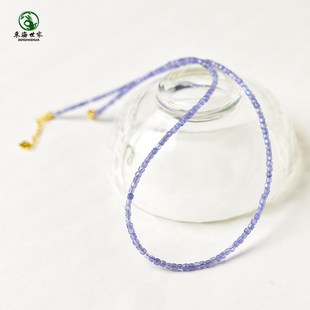 坦桑石项链女新款轻奢小众高级感水晶散珠子手链小方糖锁骨链颈链