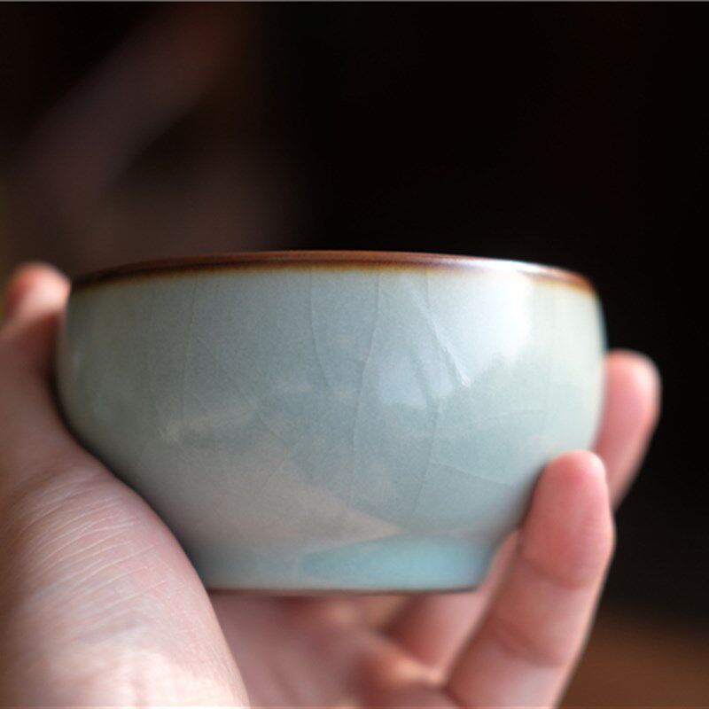 素器汝窑茶具茶杯微瑕品茗杯小茶杯个人专用主人杯单杯非晓芳天予