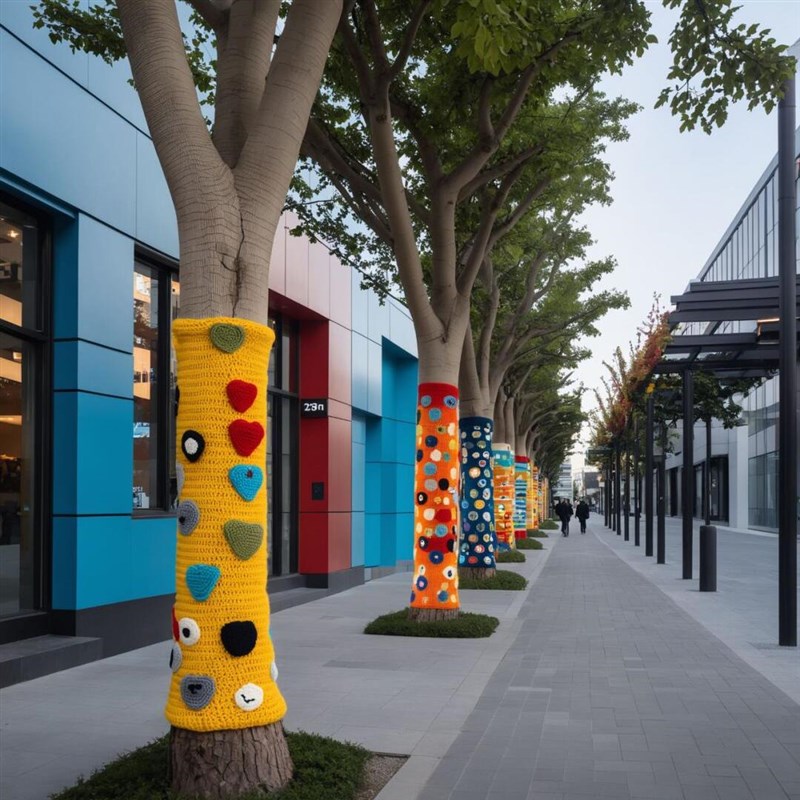 编织大树毛衣服手工毛线 线装饰成品网红景点打卡缠树衣diy彩色户