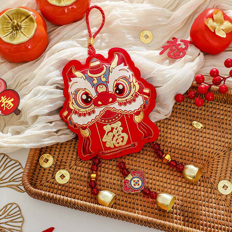 2026马年新年福字春节装饰品过年入户门把手挂件醒狮风铃贺年挂饰图片