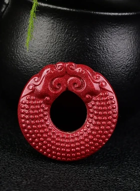 砂朱砂双龙平安扣双貔貅平安扣本命年吊坠低含量朱砂配件