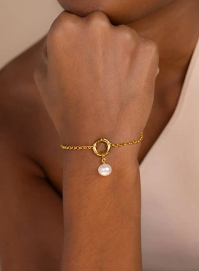 欧美珍珠爱心项链多巴胺个性搭配吊坠女不锈钢配件电镀18k金