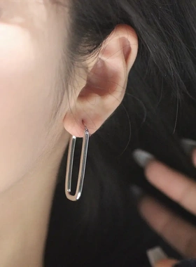 黄亦玫玫瑰的故事刘亦菲同款耳环几何长方形耳圈耳扣金属风 44206