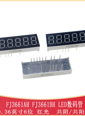 0.36英寸6位红光共阴/共阳数码管LED-SEG-TH_FJ36018H/FJ3661AH