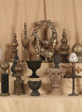 欧式轻奢风复古民宿树脂桌面摆件烛台餐厅家居玄关陈设装饰品摆设