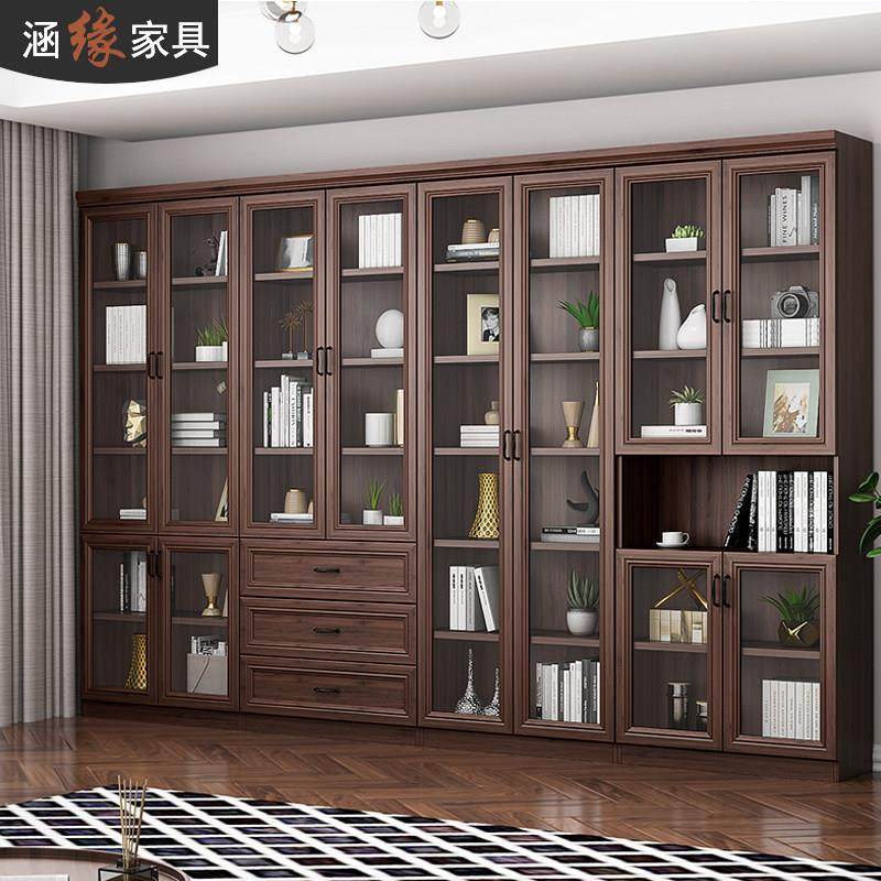 定制防尘书柜带玻璃门展示柜现代简约书架靠墙落地储物柜子7F-206,住宅家具,单个书柜,淘宝优惠券,粉丝福利购,淘宝优惠卷