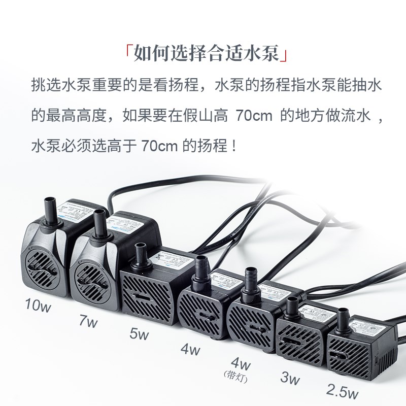 静音220v鱼缸池小型迷你潜水循环泵家用假山流水喷泉抽水造景配件