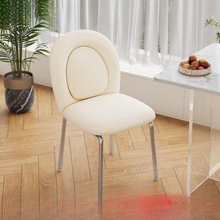法式奶油风餐椅家用轻奢高级感餐厅餐桌椅子2024新款梳妆凳子靠背