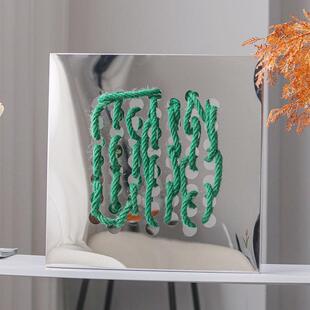 抽象玄关装饰画高级感餐边柜电视柜装饰摆件轻奢艺术绳子穿梭摆设