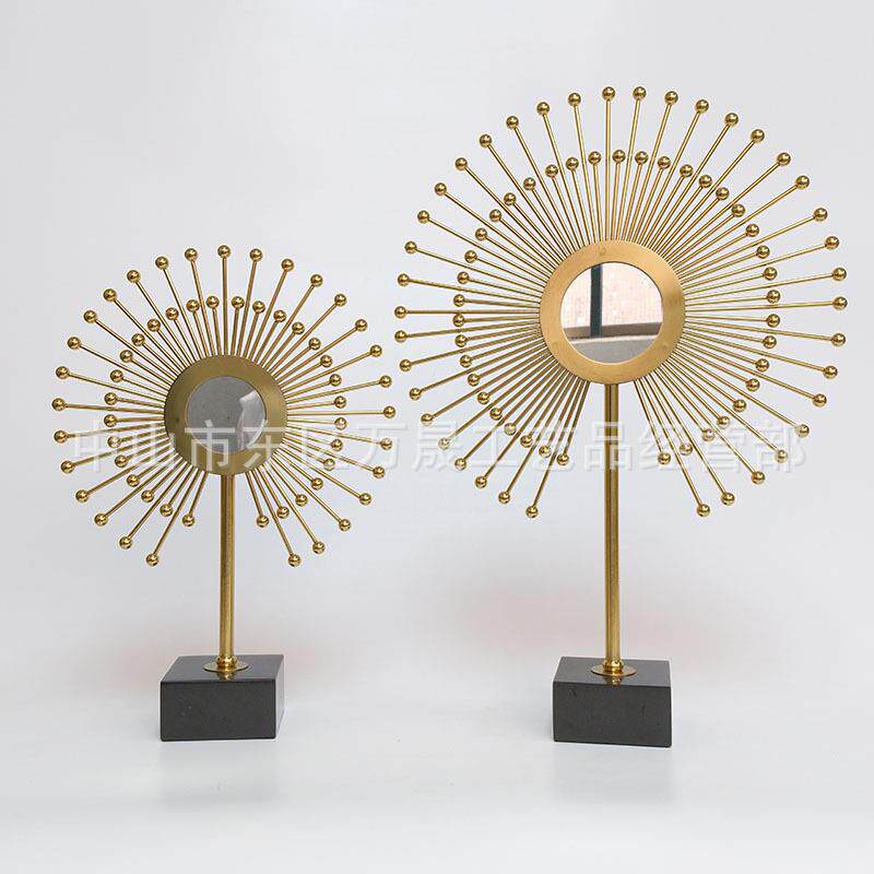 欧式家居圆形金属饰品摆件餐厅装饰工艺品家居轻奢金属太阳镜摆件