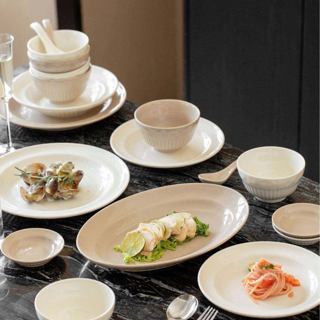 陶瓷餐具奶油风碗碟套装碗盘勺高端组合米饭碗碗具家用汤碗简约风,特色手工艺,其他特色工艺品,淘宝优惠券,粉丝福利购,淘宝优惠卷