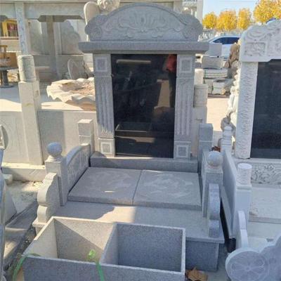 雕刻花岗岩公地墓群中国黑青色农村土葬双人石材纪念墓碑