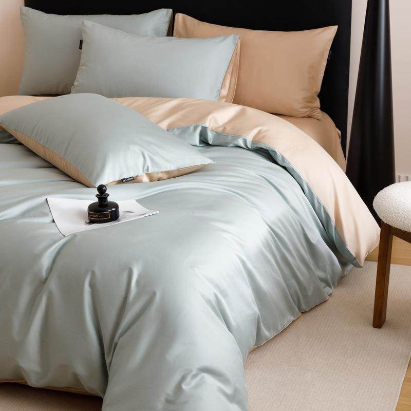 轻奢纯色100S贡缎全棉床上四件套简约撞色床单被套床笠床品1.8m,特色手工艺,其他特色工艺品,淘宝优惠券,粉丝福利购,淘宝优惠卷