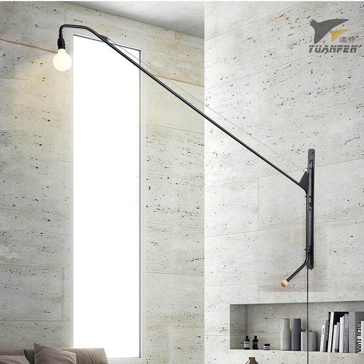 loft美式复古长杆壁灯客厅床头卧室灯创意个性铁艺摇臂悬壁灯工业